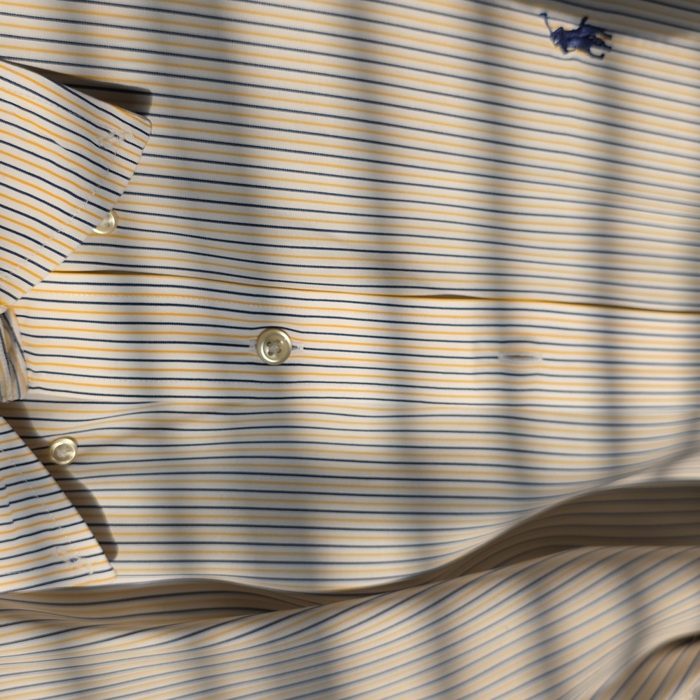Ralph Lauren long sleeve Button down. 16 1/2-34/35 Navy Yellow Stripe Shirt